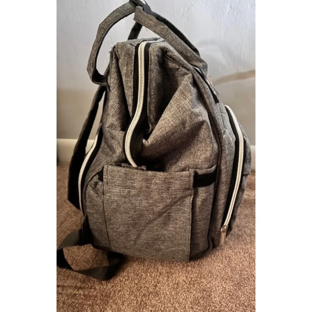 KeaBabies Gray Diaper Bag Backpack Multi-Function Travel Bag with Changing Pad